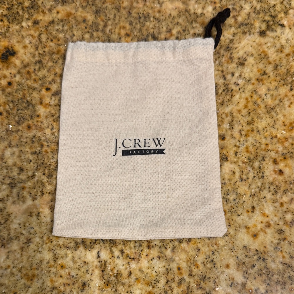 J.Crew Factory Jewelry Pouch – Beige with Black Drawstring